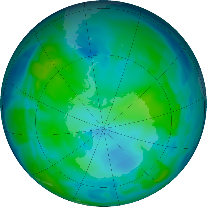Antarctic ozone map for 15 May 2012